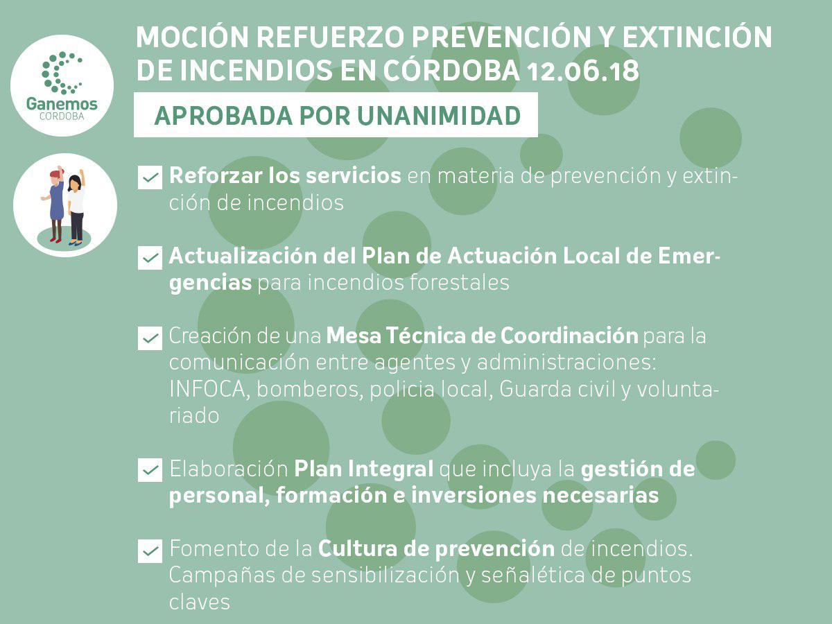 Moción sobre prevención y extinción de incendios en la sierra de Córdoba